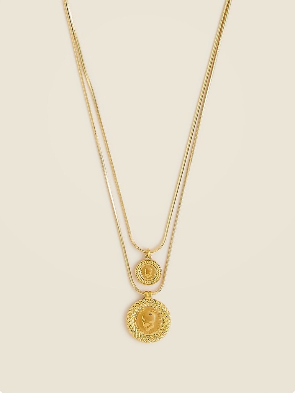 J.Crew NWT Gold tone Double layer Coin Pendant Necklace